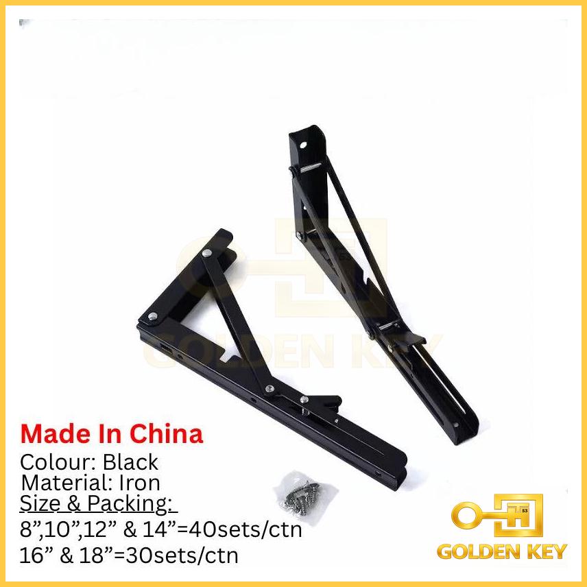Iron Shelf Support Fix Bracket – Heavy Duty Wall Mount Shelf Bracket (Black)