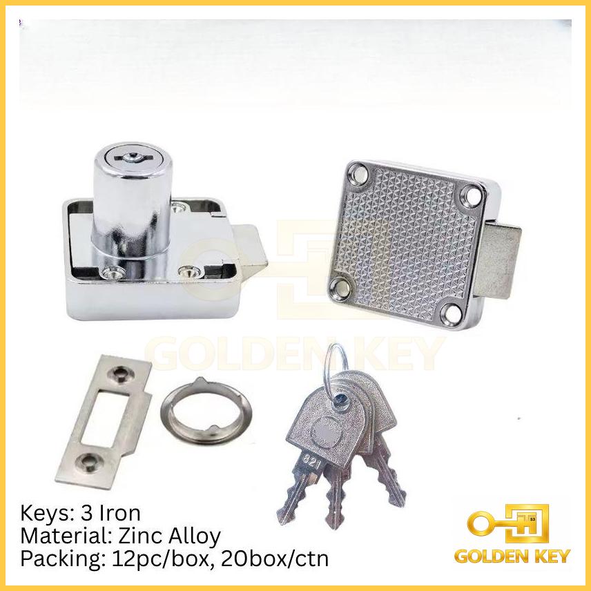 Latch Drawer Lock 338.22 Zinc Alloy | Cabinet & Drawer Safety Lock with 3 Keys